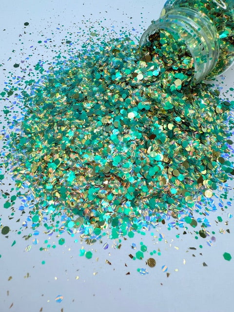 Thailand - Green Gold Bubble Chunky/Circle Custom Mixed Glitter 8-5