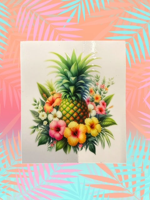 168. Tropical Floral Pineapple Decal