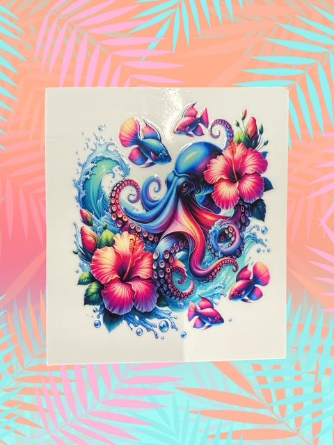 525. Floral Octopus Decal