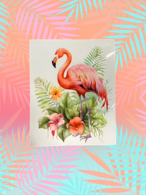 505. Floral Flamingo Decal