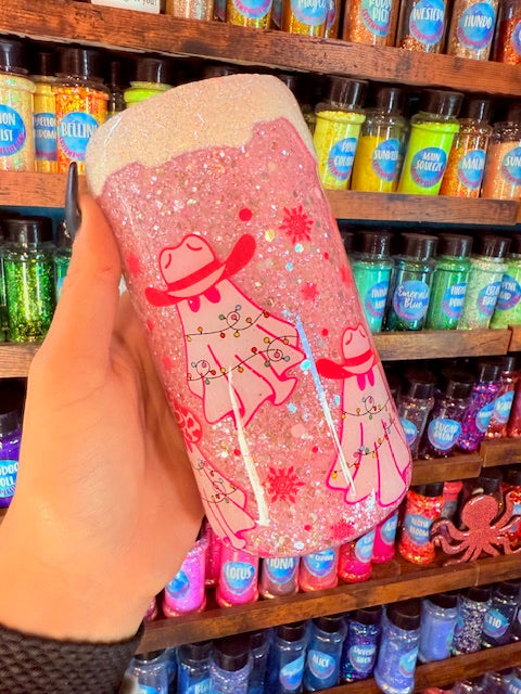 Christmas Ghost Slim Can Koozie Tumbler