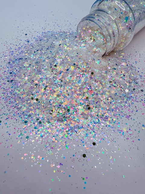 Rainbow Unicorn- White Rainbow Textured Chunky Mixed Glitter 7-2