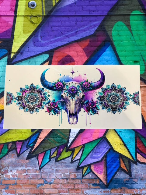 116. Blue Purple Bull Skull UVDTF