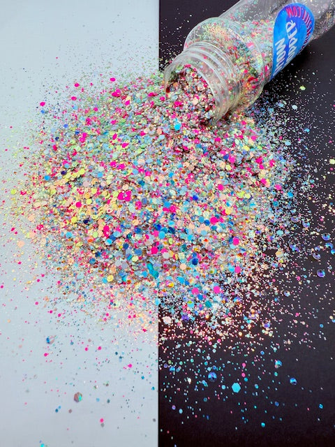 Show Stopper- Striped Holographic Opal Pink and 3d Pearl Chunky Custom Mixed Glitter 12-2