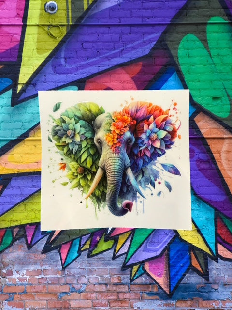 429. Floral Elephant Decal