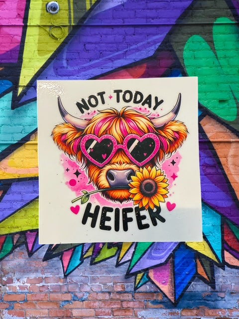 532. Not Today Heifer Cow Heart Decal