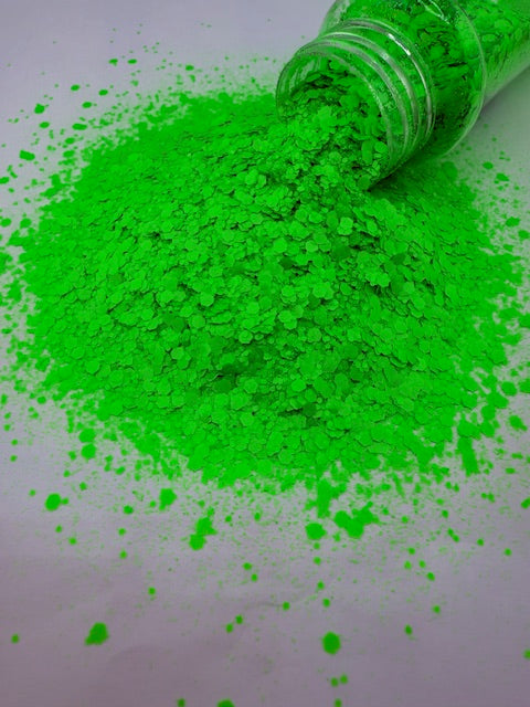 Young Money- Neon Green Matte Chunky Mixed Glitter 9-7