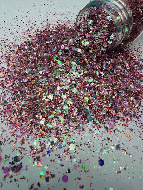 Soulful- Custom Mixed Rose Gold Crushed Glass Holographic Mixed Glitter 1-1