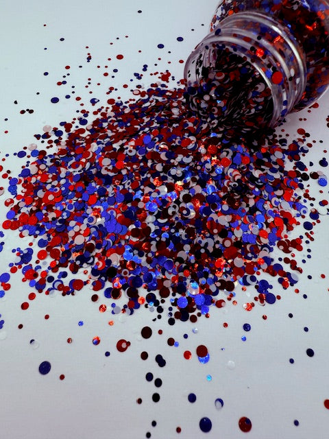 Merica - Red White and Blue Mixed Circle Glitter 9-3