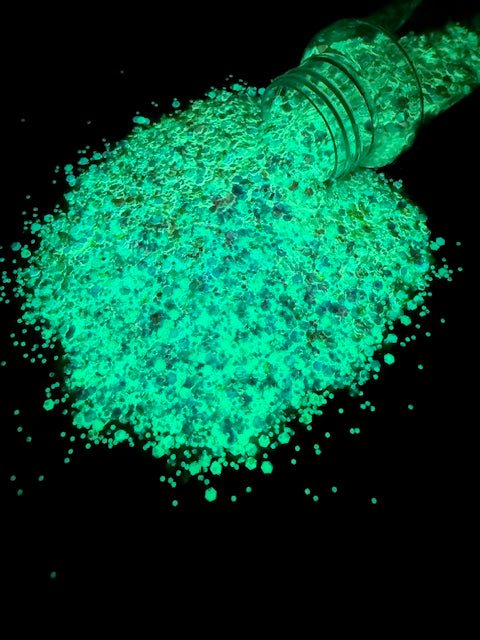 Dabby- Mixed Mirror Pink Peach Glow in the Dark Glitter 1-7