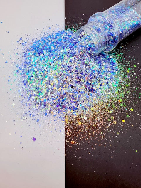 Blue Moon- Blue Teal Silver Color Shift Chunky Mixed Glitter 11-9