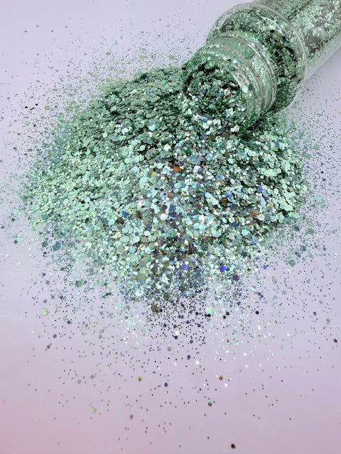 Twisted Turtle- Sage Green Holographic Textured Look Chunky Mixed Glitter 11-10