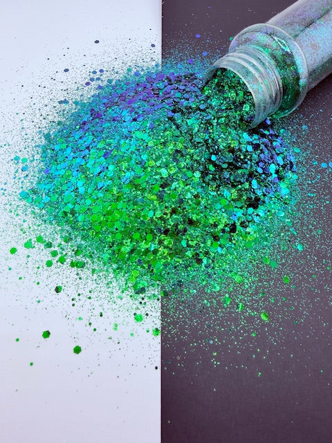 Deep Water Jewels- Green Blue Color Shift Striped Holo Chunky Mixed Glitter 4-2