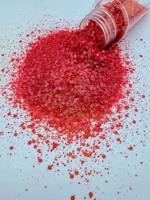 Hibiscus Island- Coral Red Color Shift Pearl Shimmer Chunky Mixed Glitter 13-10
