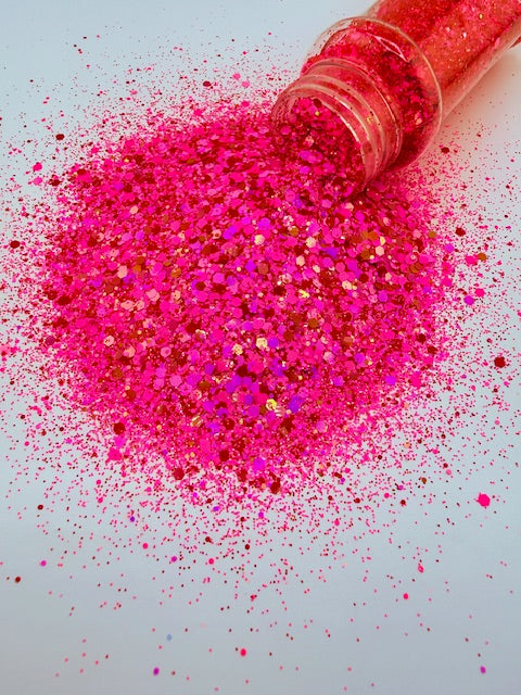 Pretty Peony- Opal Pink Red Chunky Mixed Glitter 13-10