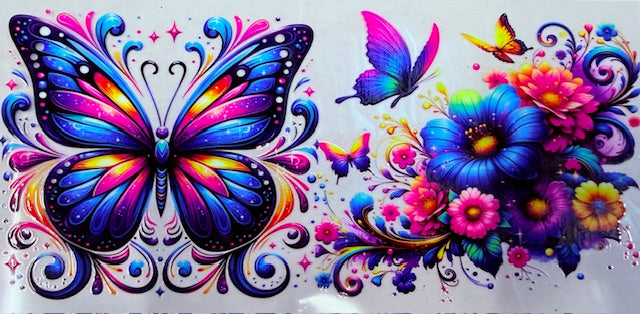 32. Vibrant Floral Butterfly UVDTF