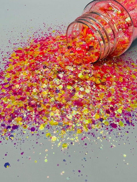 Summer Daze - Pink Yellow Textured Custom Mixed Glitter 2-10