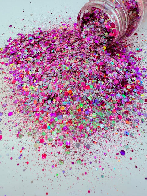 Cosmic Rewind - Pink Purple Holographic Textured Custom Mixed Chunky Glitter 2-6