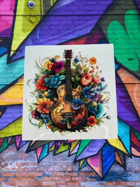 176. Brown Floral Guitar