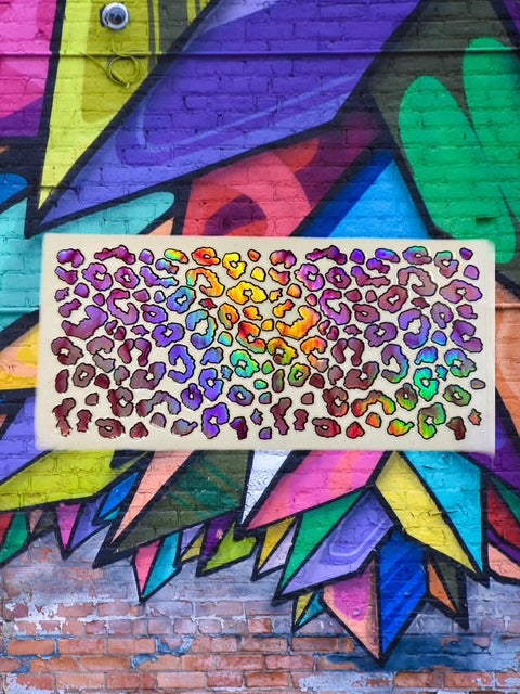 560. Pink Marble Leopard Holographic UVDTF