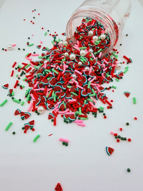 Watermelon Sprinkles & Pearls- Polymer Clay Pieces 10-7