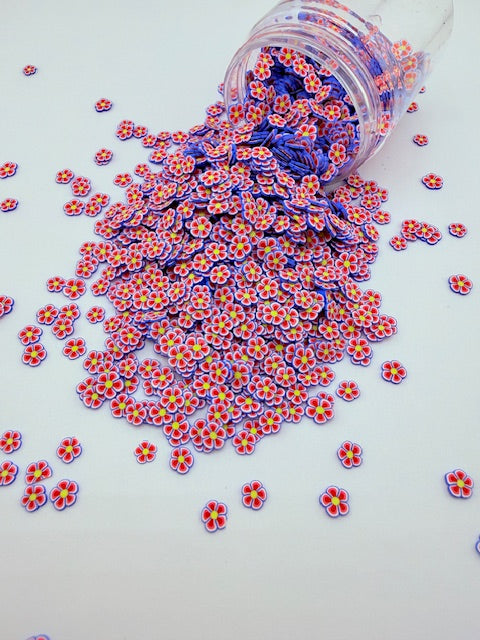 Blue Flowers- Polymer Clay Pieces 10-5