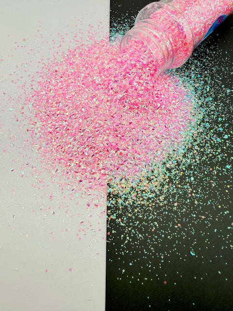 Bubble Glitter 28- Pink & White Iridescent Chunky Glitter 14-2