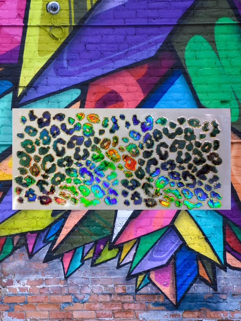 441. HOLOGRAPHIC Turquoise Textured Leopard UVDTF