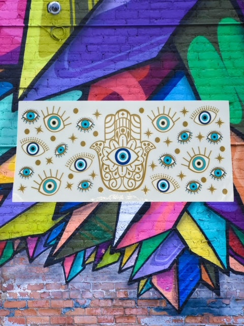 202. Teal and Gold Evil Eye UVDTF