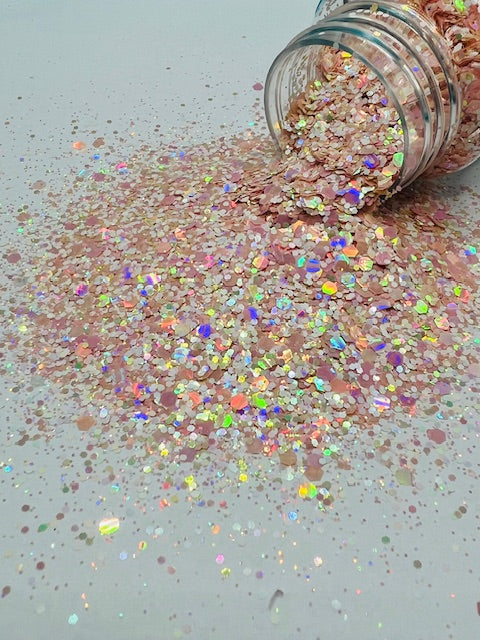 Coastal - Custom Mixed Pink Peach White Holographic Glitter 3-4