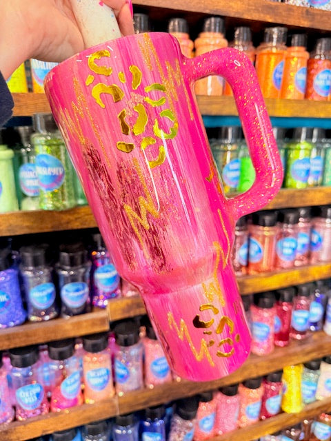 BRUSH STROKE PINK 40OZ TUMBLER - NOT READY TO SHIP