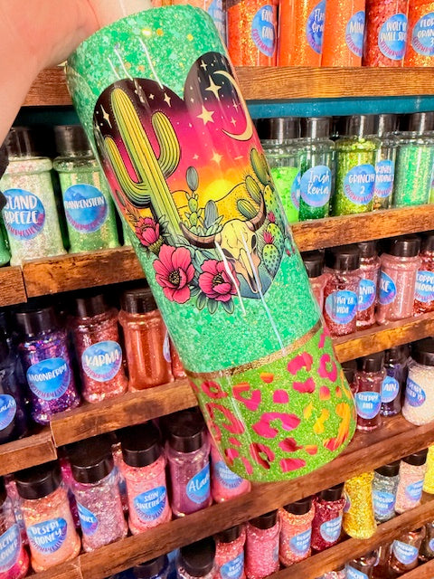 GREEN CACTUS LEOPARD 20OZ SKINNY TUMBLER - NOT READY TO SHIP