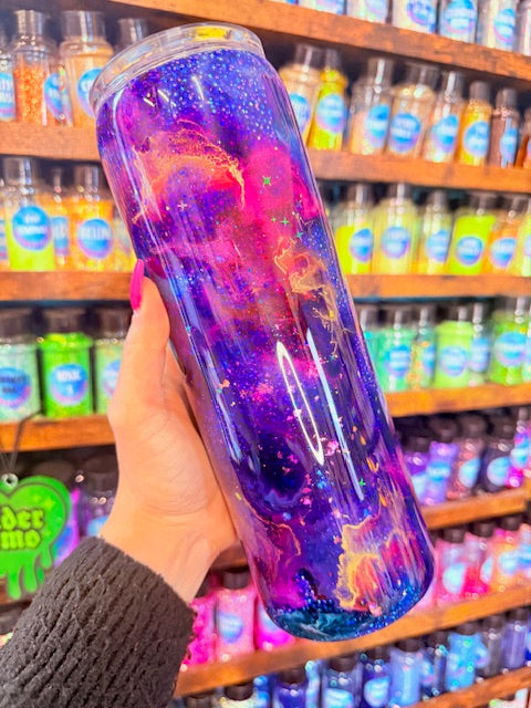 30OZ SKINNY GALAXY WITH PEARL BASE TUMBLER