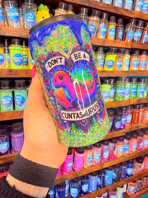 12OZ SKINNY KOOZIE DINO TUMBLER- NOT READY TO SHIP