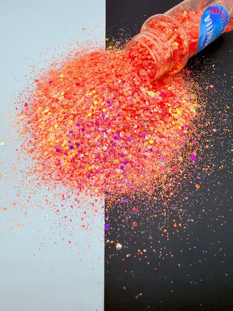 Krewella- Coral Pink Textured Color Shift Custom Mixed Chunky Glitter
