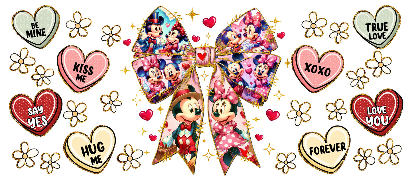 569. Mick and Min Bow Hearts UVDTF