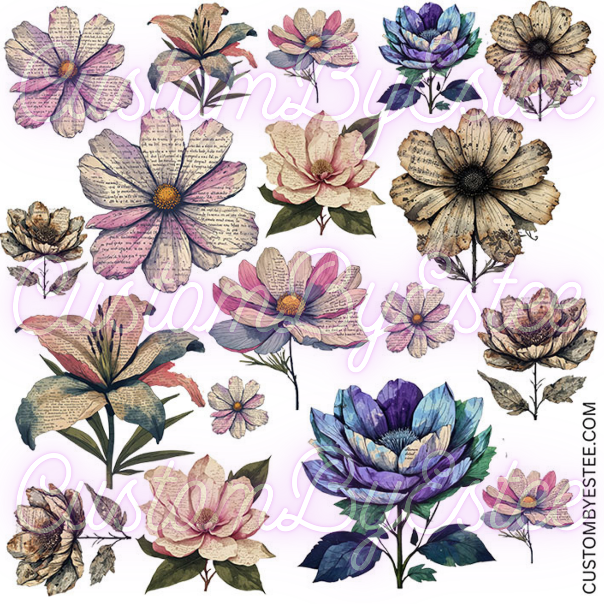 C. ELEMENT SHEET- Mixed Media Flowers