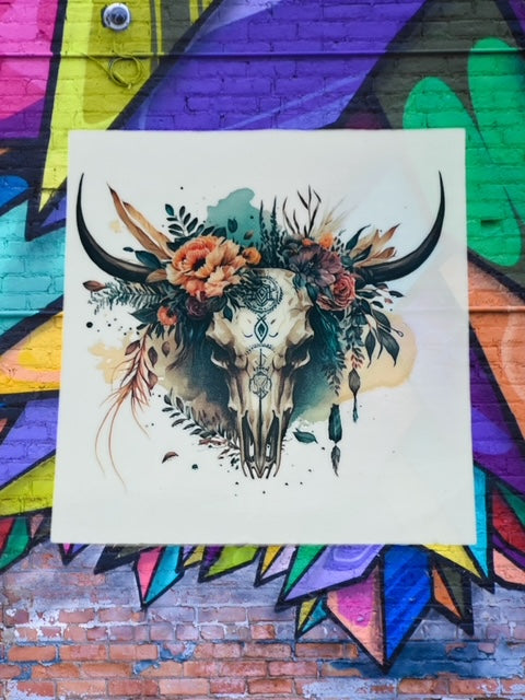 9. Boho Cow Skull Decal