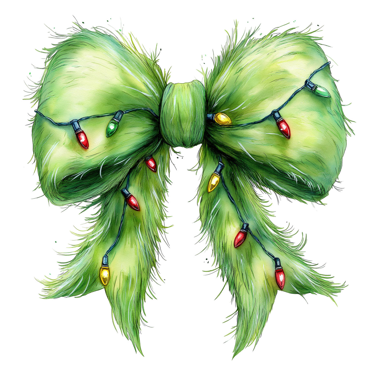 SS. Green Man Furry Bow with Lights Decal