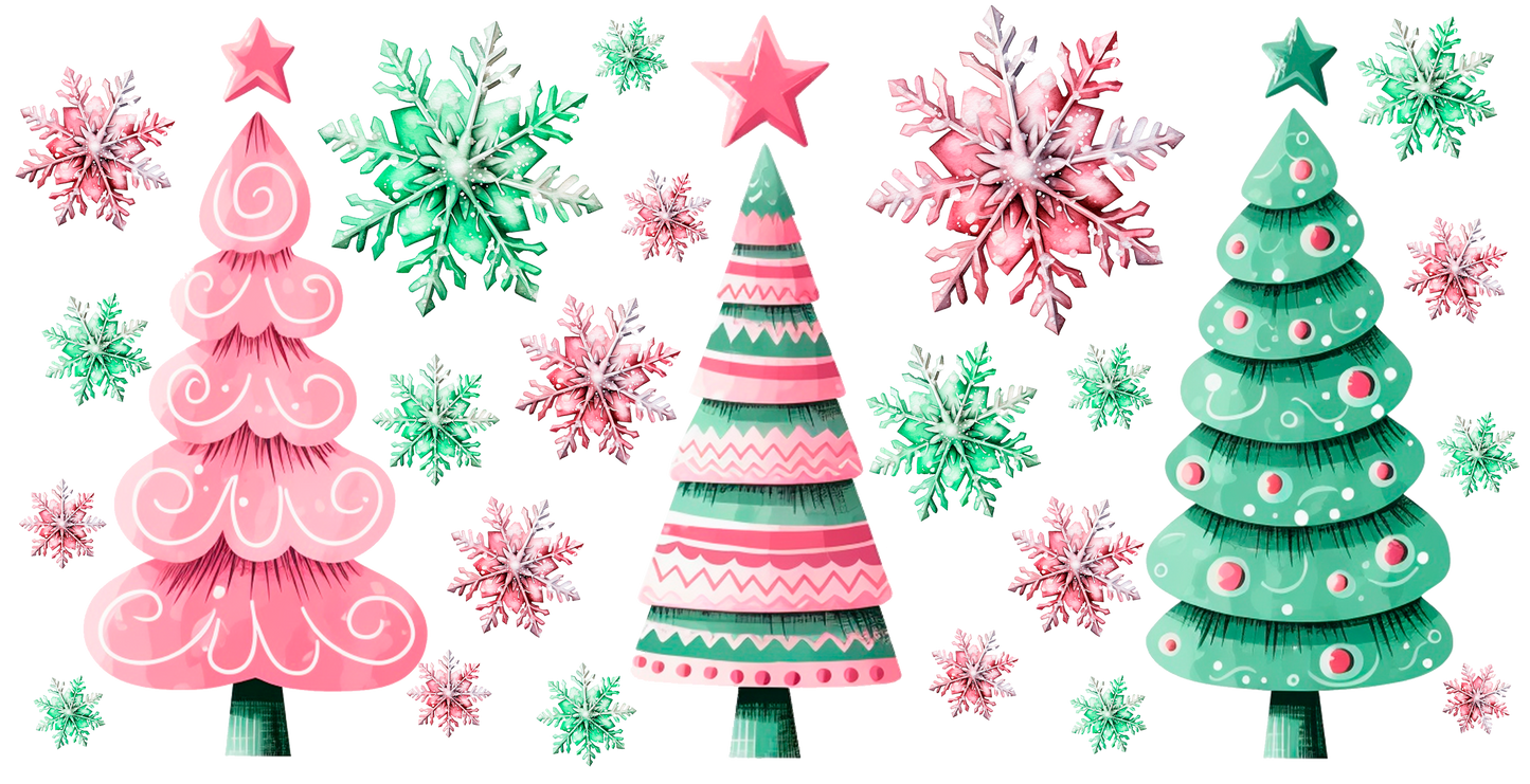 HH. Pink and Green Christmas Tree UVDTF
