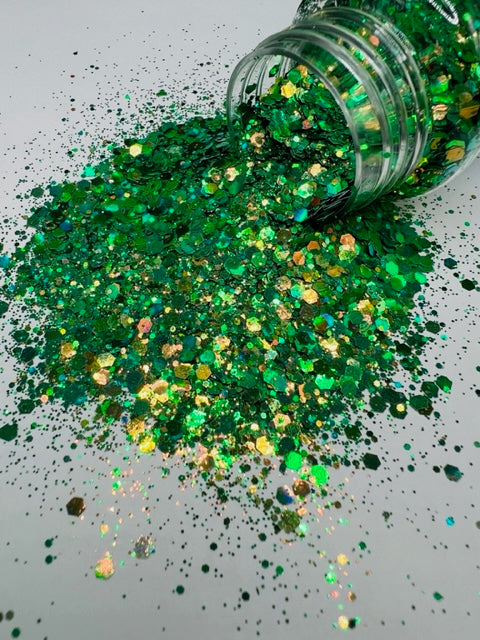 Green Eyes- Custom Mixed Color Shift Green Glitter 2-7