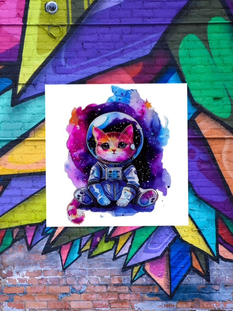 10. Water Color Space Kitty Decal