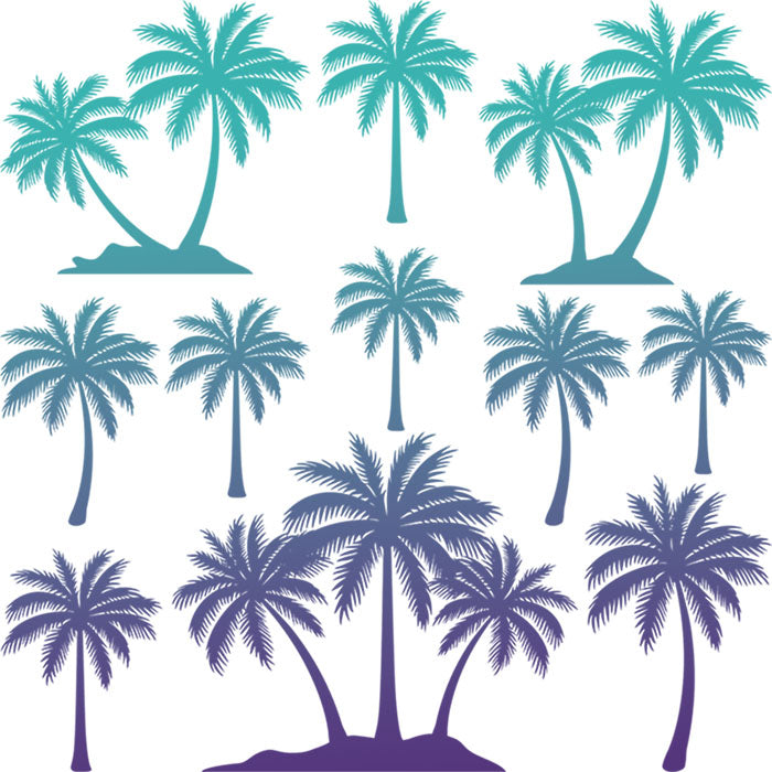 B34. ELEMENT SHEET- HOLOGRAPHIC Teal Blue Palms