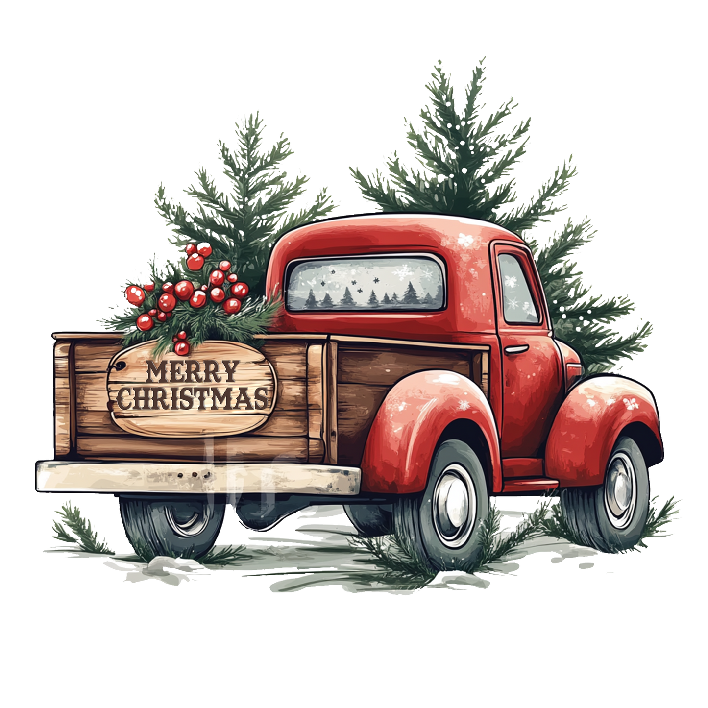 S. Classic Red Truck Decal