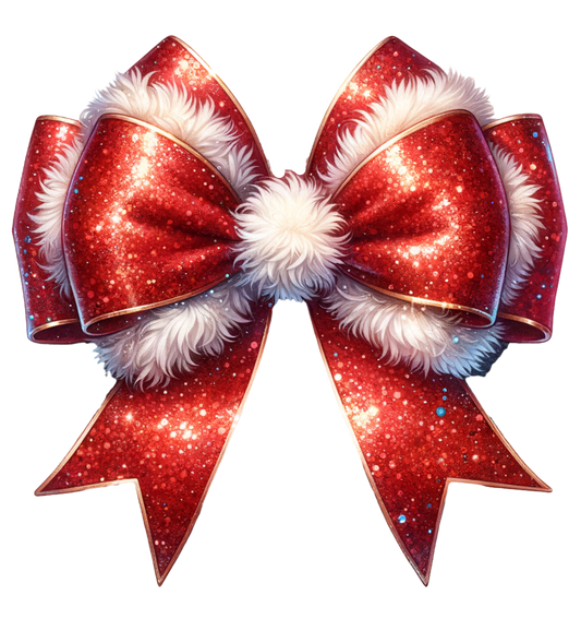R. HOLOGRAPHIC Santa Bow Decal