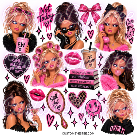 ELEMENT SHEET- Pink and Black Ugly Barbies