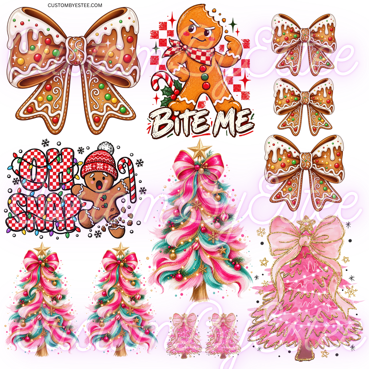 M. ELEMENT SHEET- Funny Gingerbread and Pink Trees