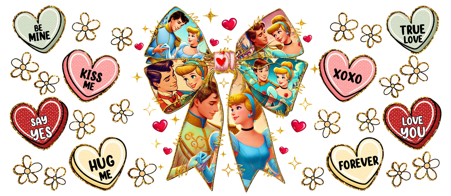 230. Cinderella Bow Hearts UVDTF
