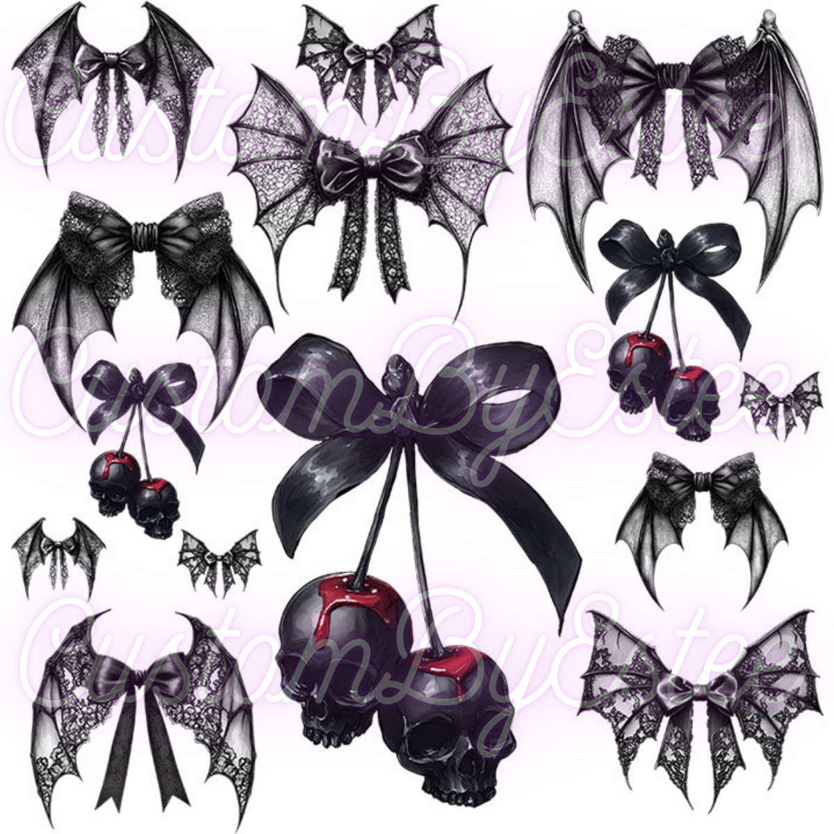 B60. ELEMENT SHEET- Bat Bows and Skull Cherries