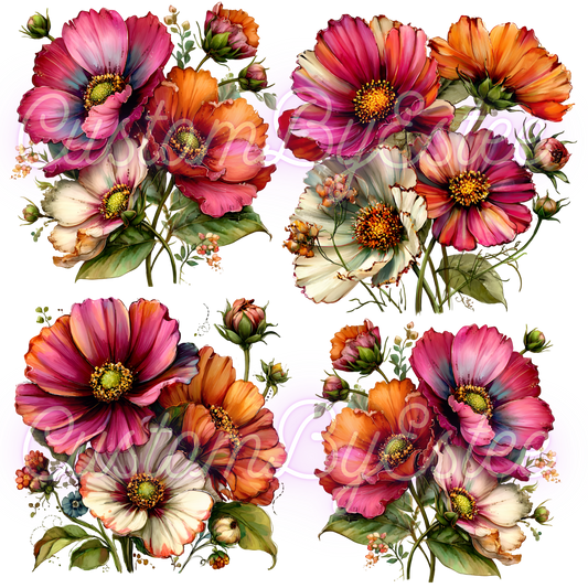 C33. ELEMENT SHEET- Pink Orange Flowers